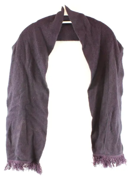 Koru Women's Dark Purple Textured Fringed Scarf Wrap