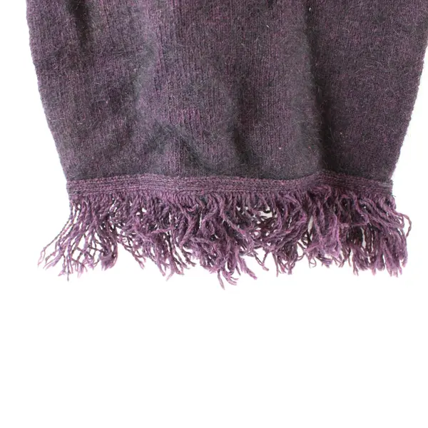 Koru Women's Dark Purple Textured Fringed Scarf Wrap