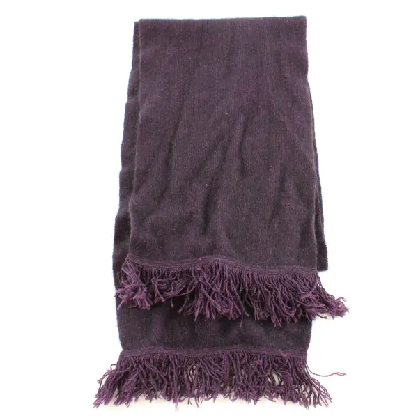 Koru Women's Dark Purple Textured Fringed Scarf Wrap