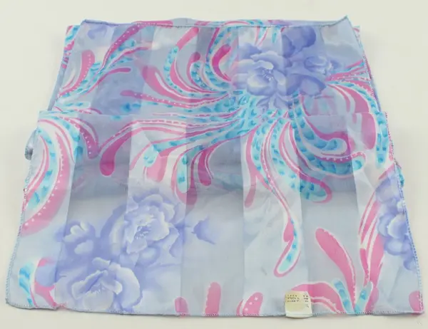 Women's Lightweight Floral Scarf Blue Pink Teal Rectangular 59x13