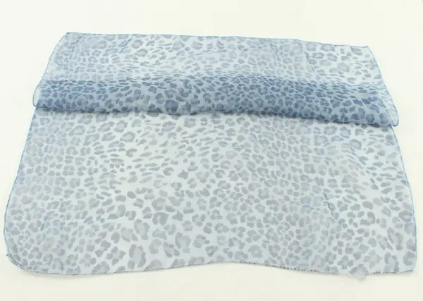 Leopard Print Sheer Lightweight Scarf Blue Gray