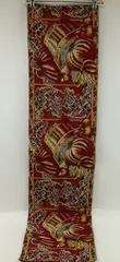 Woven Tapestry Table Runner Burgundy Red Gold Floral Harvest