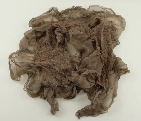 Beige Textured Open Weave Ruffled Edge Scarf Shawl Wrap