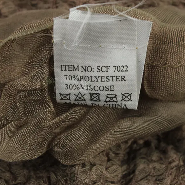 Beige Textured Open Weave Ruffled Edge Scarf Shawl Wrap
