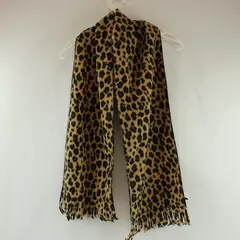 Amanda Smith Leopard Print Fleece Scarf Brown Tan Cream Fringe