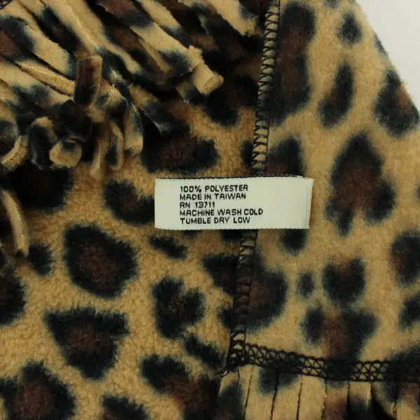 Amanda Smith Leopard Print Fleece Scarf Brown Tan Cream Fringe