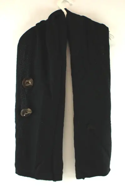 JH Smith Co Women's Black Knitted Button Shoulder Wrap