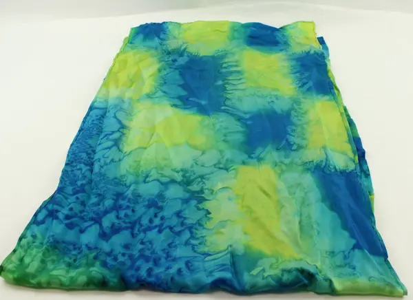 Hand-Dyed Cotton Batik Scarf Blue Turquoise Green White