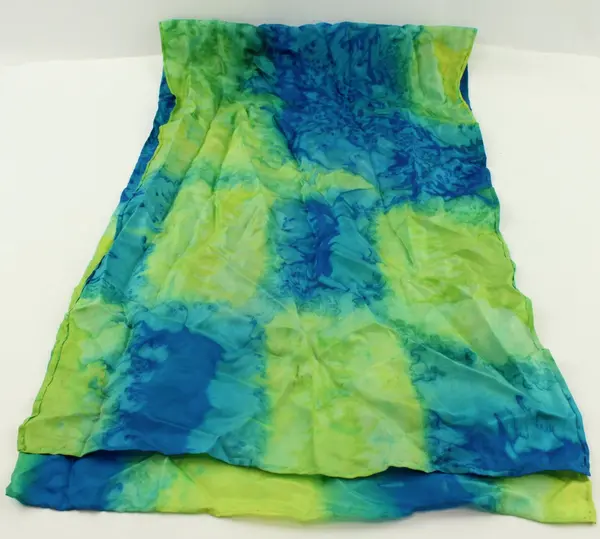 Hand-Dyed Cotton Batik Scarf Blue Turquoise Green White