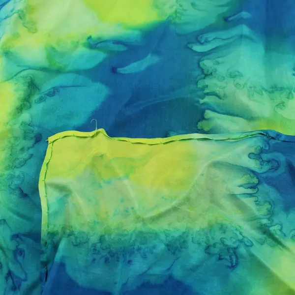 Hand-Dyed Cotton Batik Scarf Blue Turquoise Green White