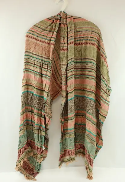 Maurices Multicolor Handwoven Scarf Striped Fringe 68 x 22"