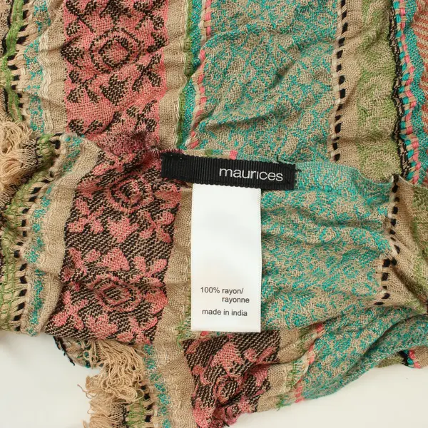 Maurices Multicolor Handwoven Scarf Striped Fringe 68 x 22"