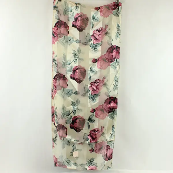 Women's Floral Polyester Scarf Pink Rose Print Lightweight