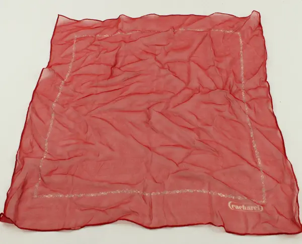 Cacharel Red Sheer Square Scarf Decorative Border
