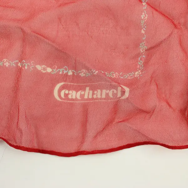 Cacharel Red Sheer Square Scarf Decorative Border