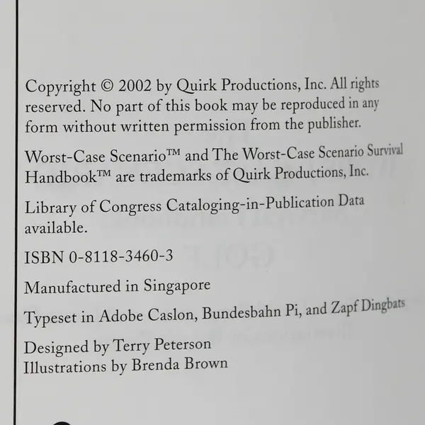 The Worst Case Scenario Survival Handbook Golf 2002 Paperback Humor