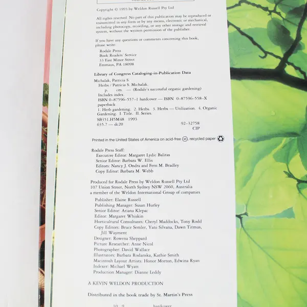 Herbs by Patricia S Michalak 1993 Rodale Hardcover