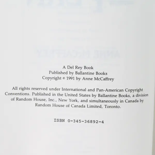Vintage All the Weyrs of Pern by Anne McCaffrey 1991 Ballantine Hardcover DJ
