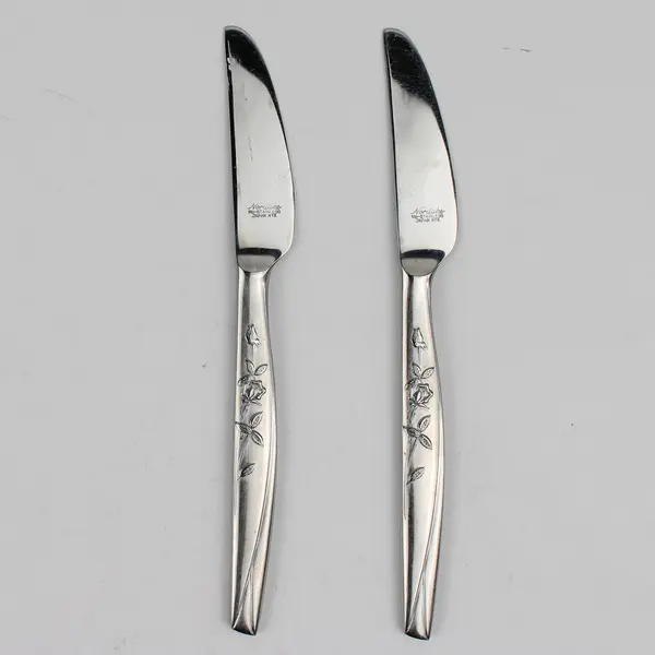 VTG Lot of 2 Noritake Rosalie Pattern Stainless Butter Knives 7.75 Inches Rare
