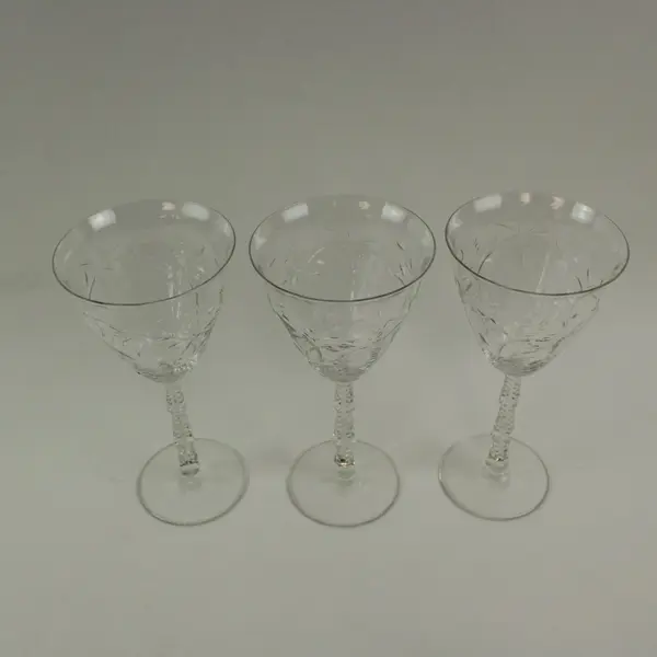 Set of 3 Rock Sharpe 1022-3 Water Goblets Arch and Floral  Pattern 7.75"