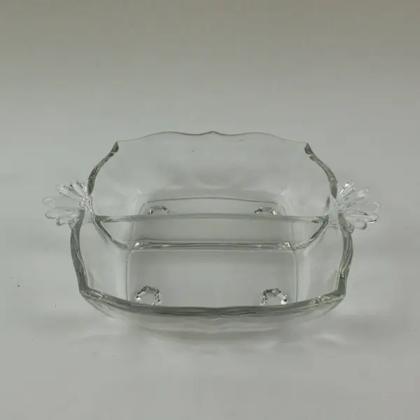 Vtg Fostoria Baroque Divided Square Relish Dish with Handles