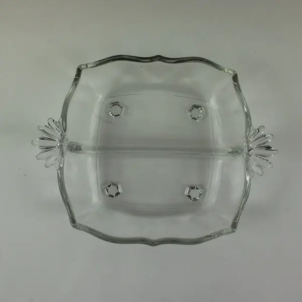 Vtg Fostoria Baroque Divided Square Relish Dish with Handles
