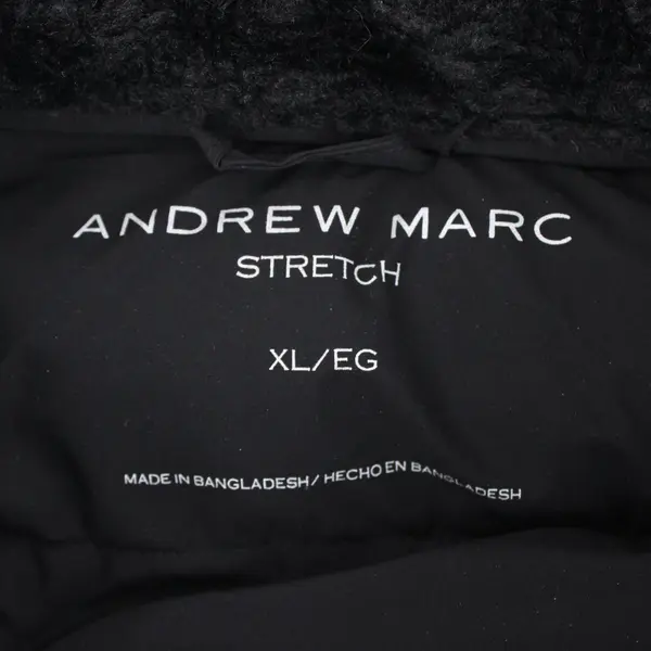 Andrew Marc Women's XL Black Zip Puffer Jacket Removable Faux Fur Hood Missing