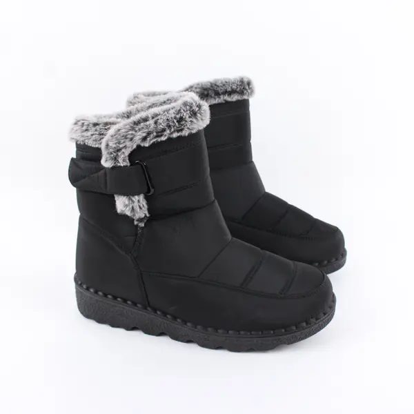 Women's Waterproof Winter Snow Boots Black Faux Fur Lined Mid-Calf US 11 EU 42