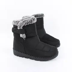 Women's Waterproof Winter Snow Boots Black Faux Fur Lined Mid-Calf US 11 EU 42
