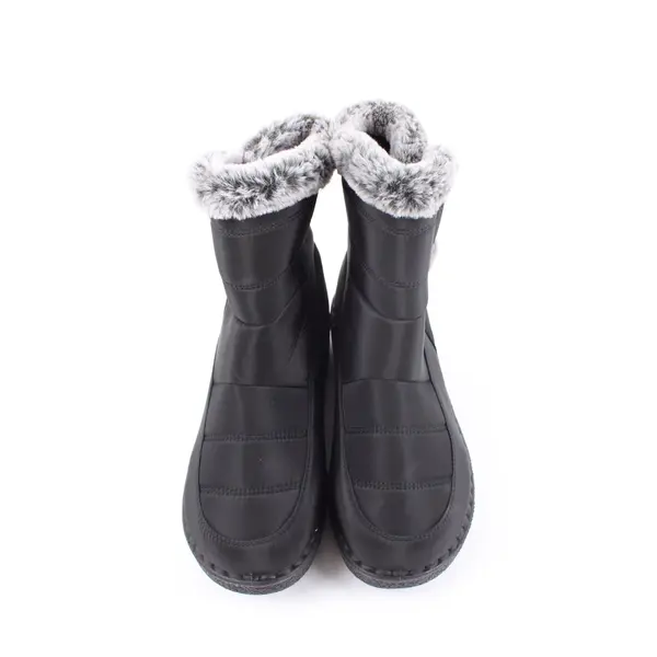 Women's Waterproof Winter Snow Boots Black Faux Fur Lined Mid-Calf US 11 EU 42