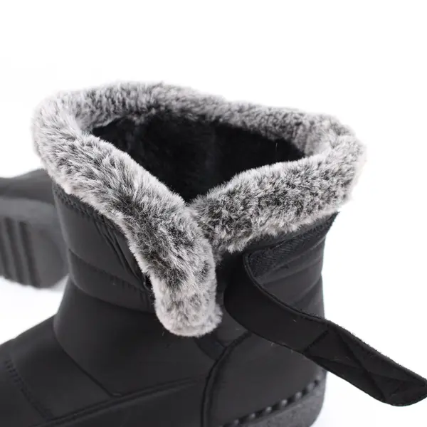 Women's Waterproof Winter Snow Boots Black Faux Fur Lined Mid-Calf US 11 EU 42