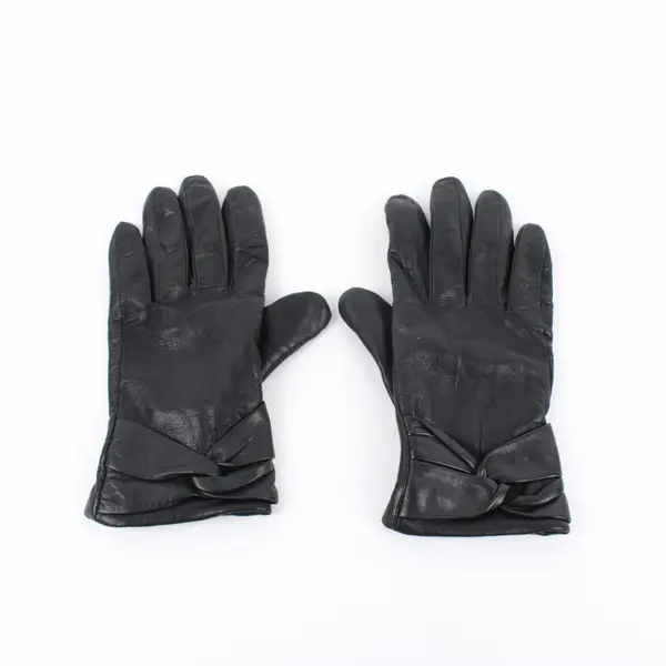 Warmei Women's Black Leather Wool-Lined Gloves Size 7.5