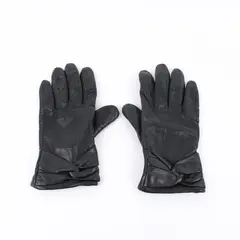 Warmei Women's Black Leather Wool-Lined Gloves Size 7.5