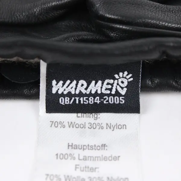 Warmei Women's Black Leather Wool-Lined Gloves Size 7.5
