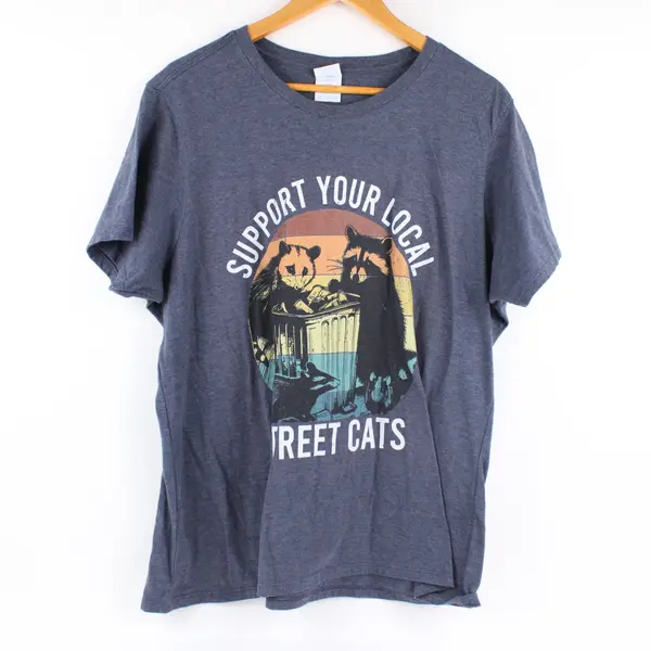 Port & Company Women's XXL Blue Support Your Local Street Cats T-Shirt