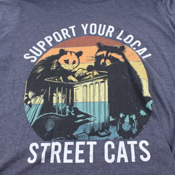 Port & Company Women's XXL Blue Support Your Local Street Cats T-Shirt