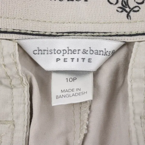 Christopher & Banks Petite Tan Comfort Waist Cropped Pants 10P