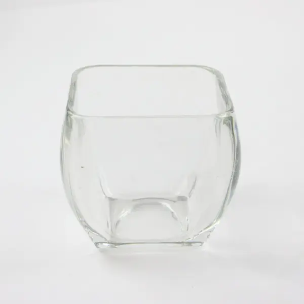 Libbey Glass Clear Curved Tapered Square Votive Candy Bowl / Candle Holder