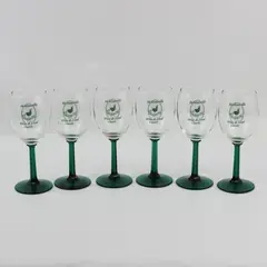 Set of 6 McMinnville Wine & Food Classic Clear Wine Glasses Green Stems Bases