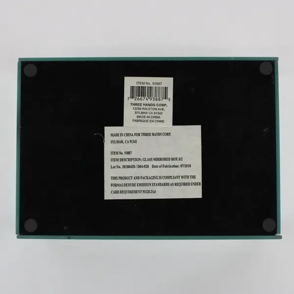 Three Hands Corp 93887 Glass Mirrored Trinket Box Blue Geode Lid