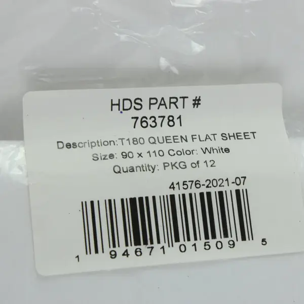 HD Supply T180 Queen Flat Sheets 12 Pack White Cotton 763781