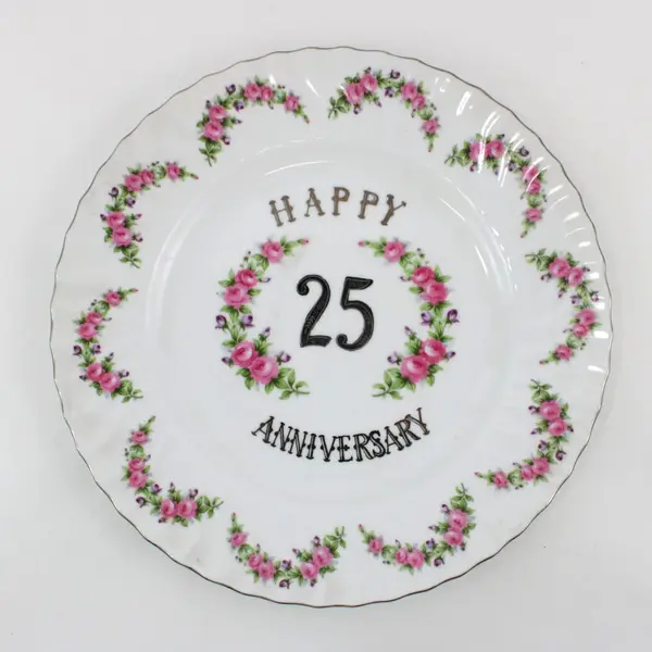 Norcrest 25th Anniversary Decorative Plate Pink Rose Swags