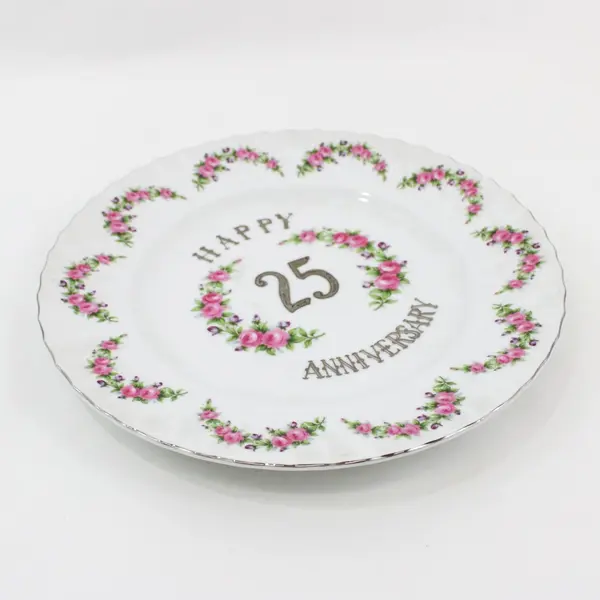 Norcrest 25th Anniversary Decorative Plate Pink Rose Swags