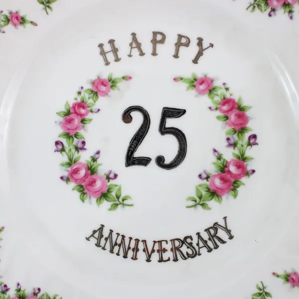 Norcrest 25th Anniversary Decorative Plate Pink Rose Swags