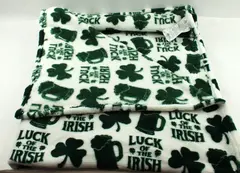 Thro Ltd Luck of the Irish Fleece Throw Blanket 50 x 70 Green White