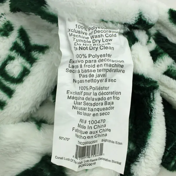 Thro Ltd Luck of the Irish Fleece Throw Blanket 50 x 70 Green White