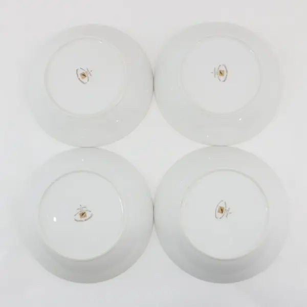 Signature Collection Queen Anne Fine China Cereal Bowls Set of 4 Gold Trim 7.5"