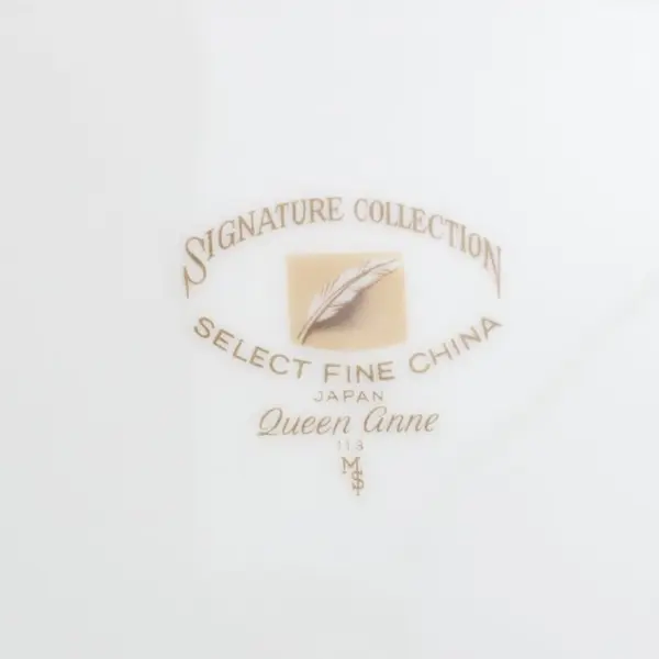 Signature Collection Queen Anne Fine China Cereal Bowls Set of 4 Gold Trim 7.5"