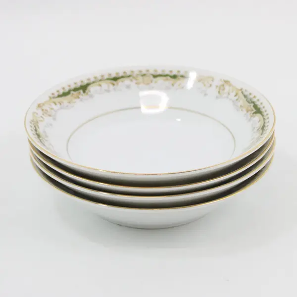 Set of 4 Signature Collection Queen Anne Berry Bowls 5.5in Gold Floral Trim