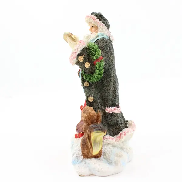Resin Santa Claus Christmas Figurine With Squirrel Holiday Decor